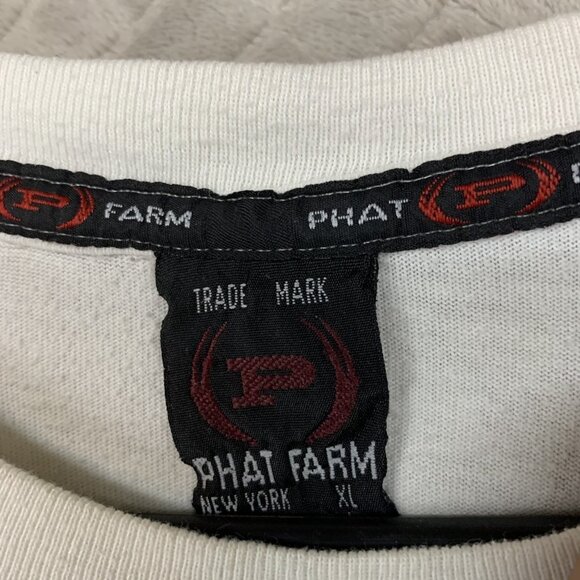 Phat Farm Mens XL T-Shirt White Long Sleeve Vintage Y2K Logo Graphic Street Wear - Picture 5 of 15